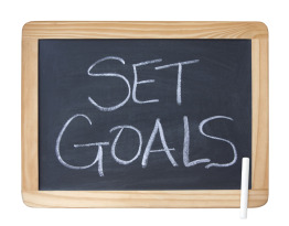 Set Goals Written on a Chalkboard