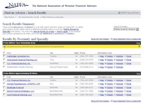 Financial Investment Advice - NAPFA Advisor Search Results